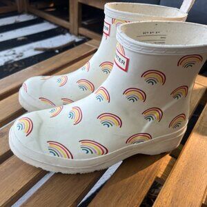 Hunter Rainbow-Patterned Short Rubber Rain Boots